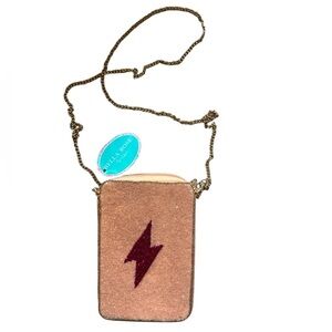 Pink Lightning Bolt Beaded Crossbody / Phone Bag